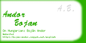 andor bojan business card