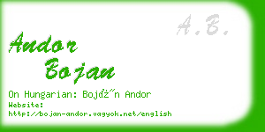 andor bojan business card